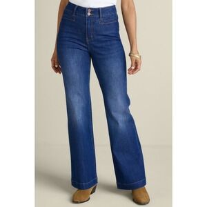 Soft Surroundings The Ultimate Denim Trouser Jeans Wide Leg Sz 2 Dark Wash